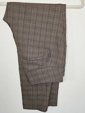 SOHO Plaid Trousers Brown Check High Rise Pants Size L